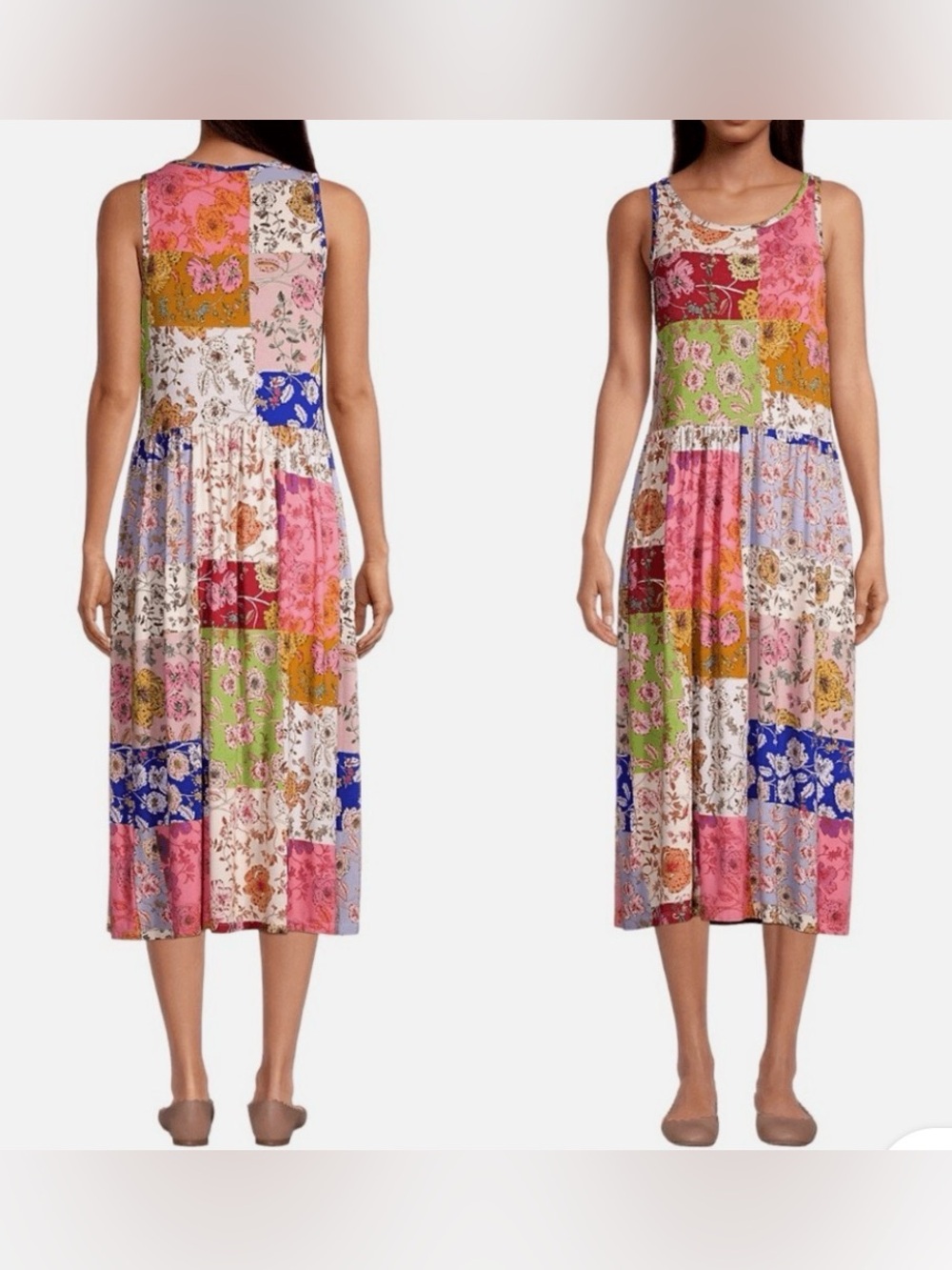 Johnny Was, XS, Cosmo Easy Fit patchwork sleeveless midi dress